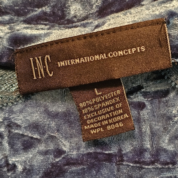 INC International Concepts Teal Velour Lace Cami Tank Top Size L - Picture 10 of 11